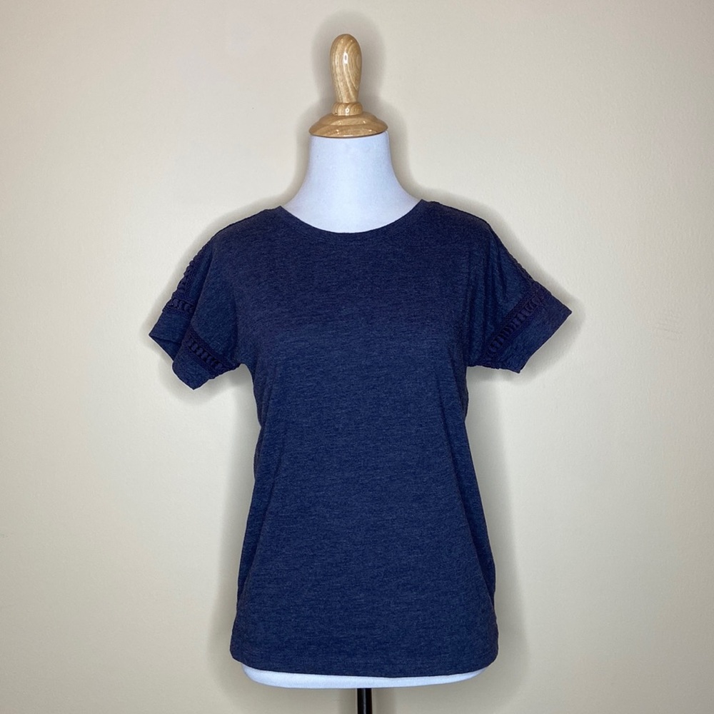 Navy blue colored t-shirt with cute sleeve design, size XL (14) from Old Navy!